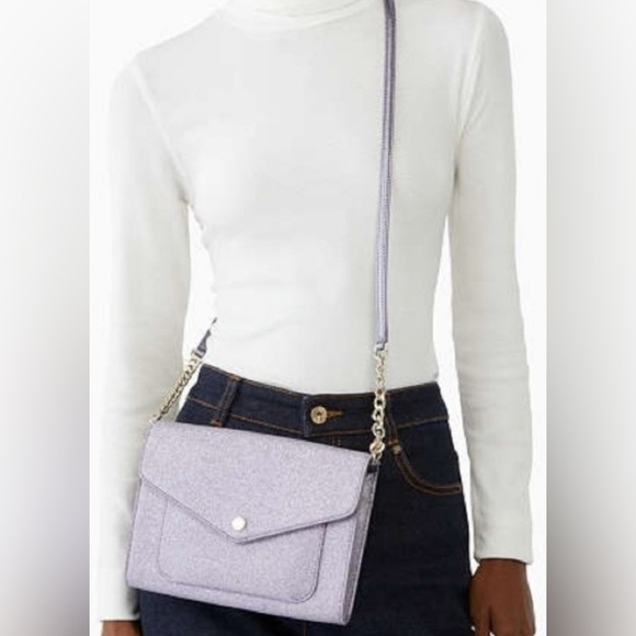 kate spade Handbags - KATE SPADE NEW Tinsel Glitter Flap Crossbody Bag in Lilac Frost NWT